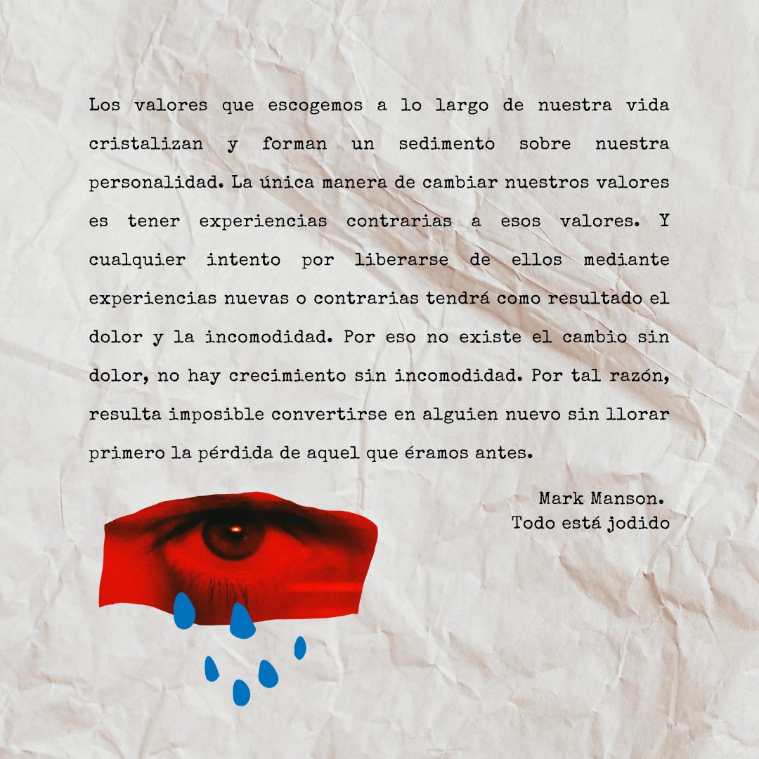 Frase de Mark Manson sobre los valores.